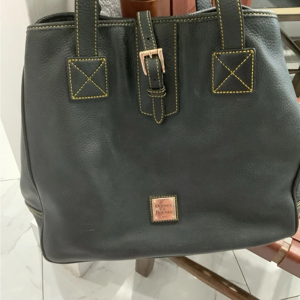 Dooney & Bourke Black Leather Tote with Gold Accents - Picture 13 of 16